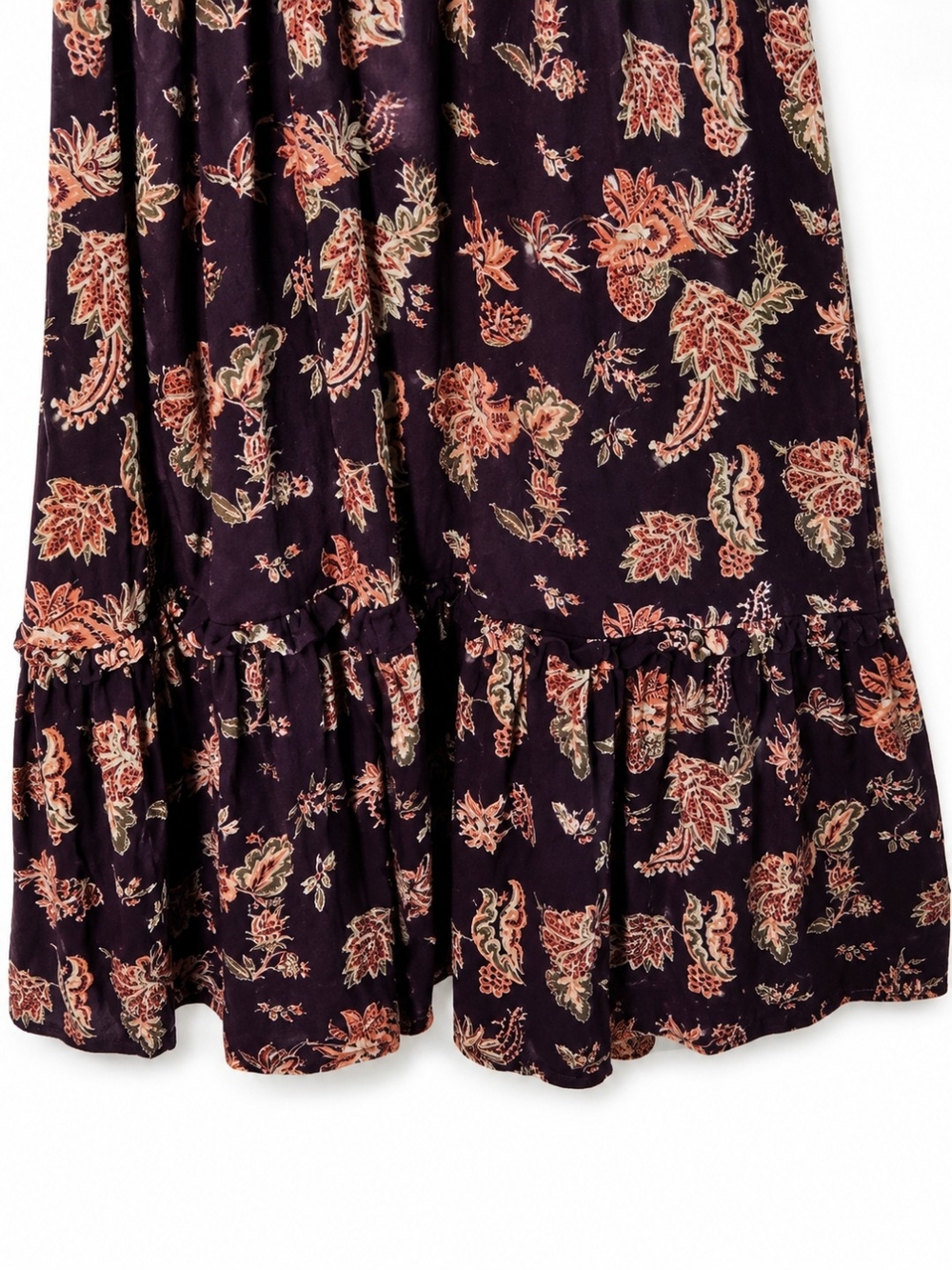 Wonderly Floral Smocked Maxi Dress Large Plum Boho Peasant Tiered Hem EUC - Picture 3 of 6